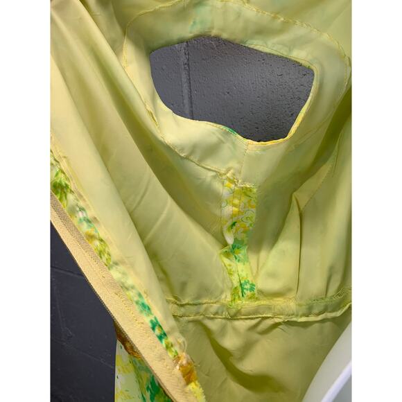 Vtg 70s Floral Chiffon Ruffled Sleeveless Gown Prom Maxi Dress XL - Picture 10 of 10